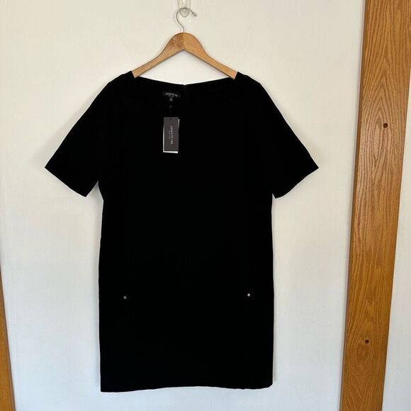 Lafayette 148 New York Women’s Black Cyra Lace Panel Square-neck Dress - Picture 2 of 12